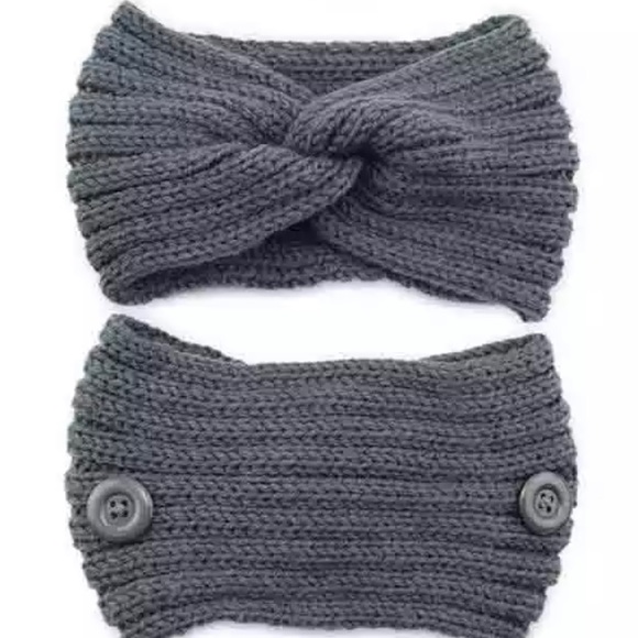 Set of 3 Mask friendly knit hair wraps buttons hold mask on hairband head wrap - Picture 4 of 8